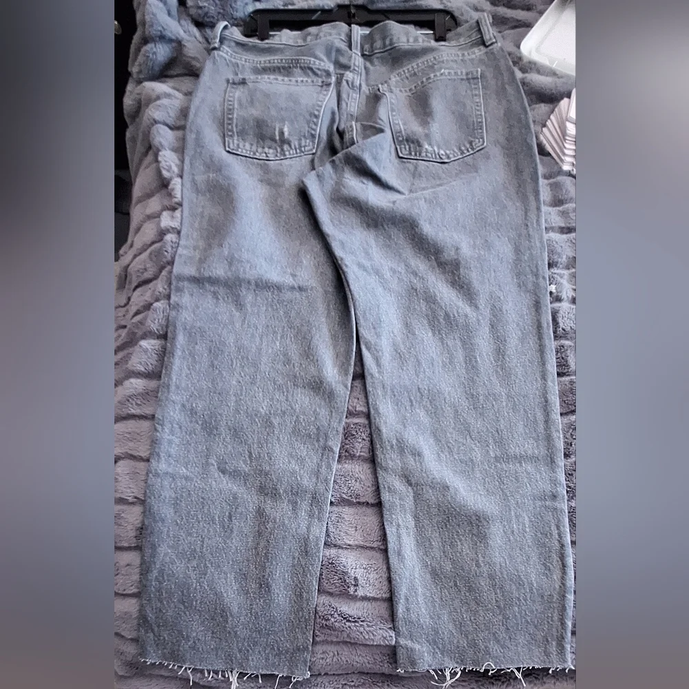 NWOT - Old Navy Extra High-Waisted Button-Fly Sky-Hi Straight Patchwork Sz.14 - Picture 4 of 12